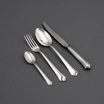 A 'Chippendale' silver cutlery, GAB, some Stockholm 1954 (48 pc).