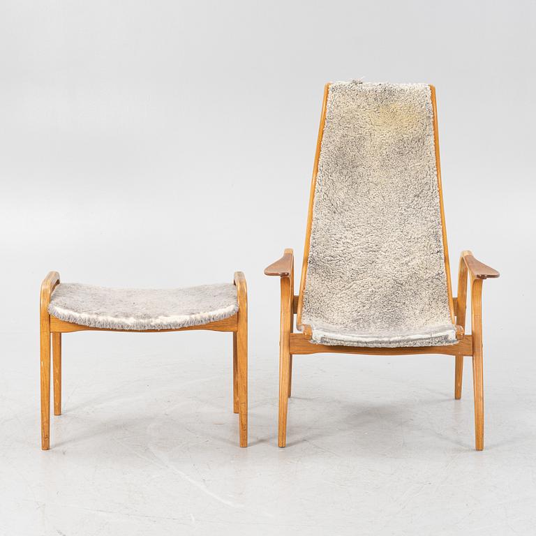 Yngve Ekström, an oak 'Lamino' easy chair with foot stool  for Swedese,