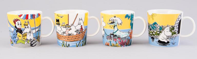 MOOMIN-MUGS, 8 pcs, porcelain, 'Summer season mugs', Moomin Characters, Arabia 2007-2018.