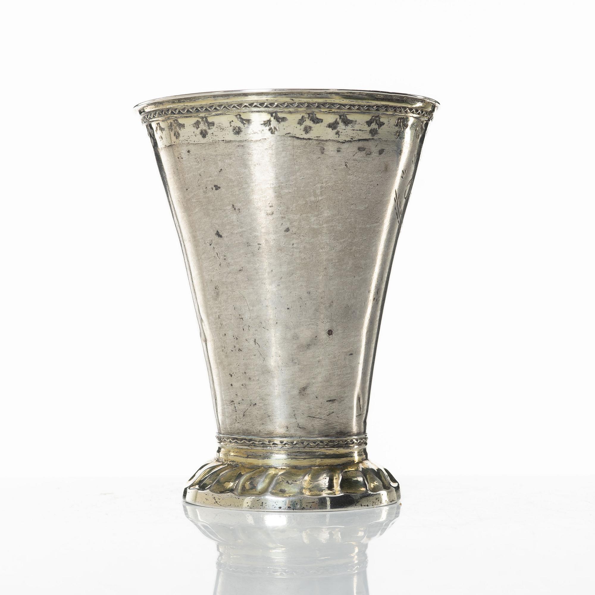 A silver beaker, unclear maker's mark, probably Christoffer Wasserman, Lindesberg Sweden 1769.