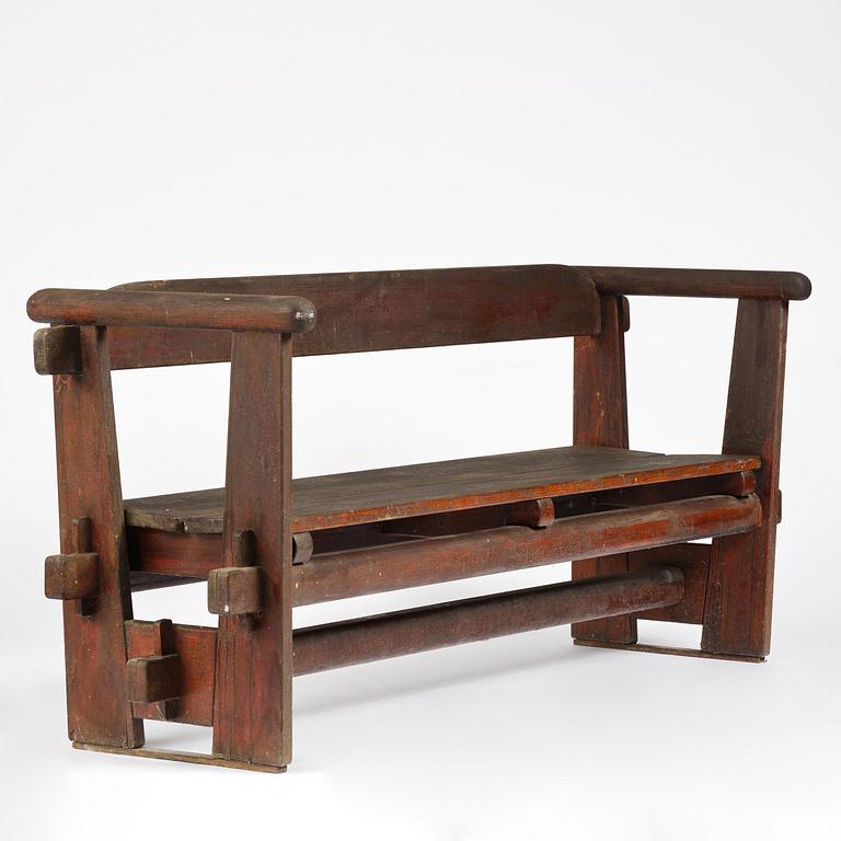 Axel Einar Hjorth, a stained pine "Skoga" sofa, Nordiska Kompaniet, Sweden, 1930s.