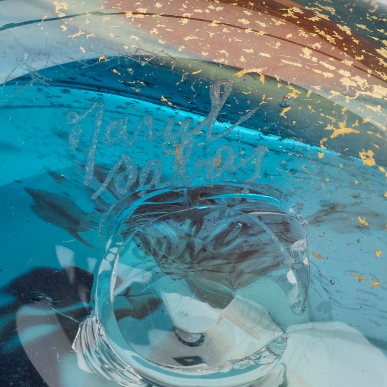 MARCEL SABA, a set of two signed glass flacons.