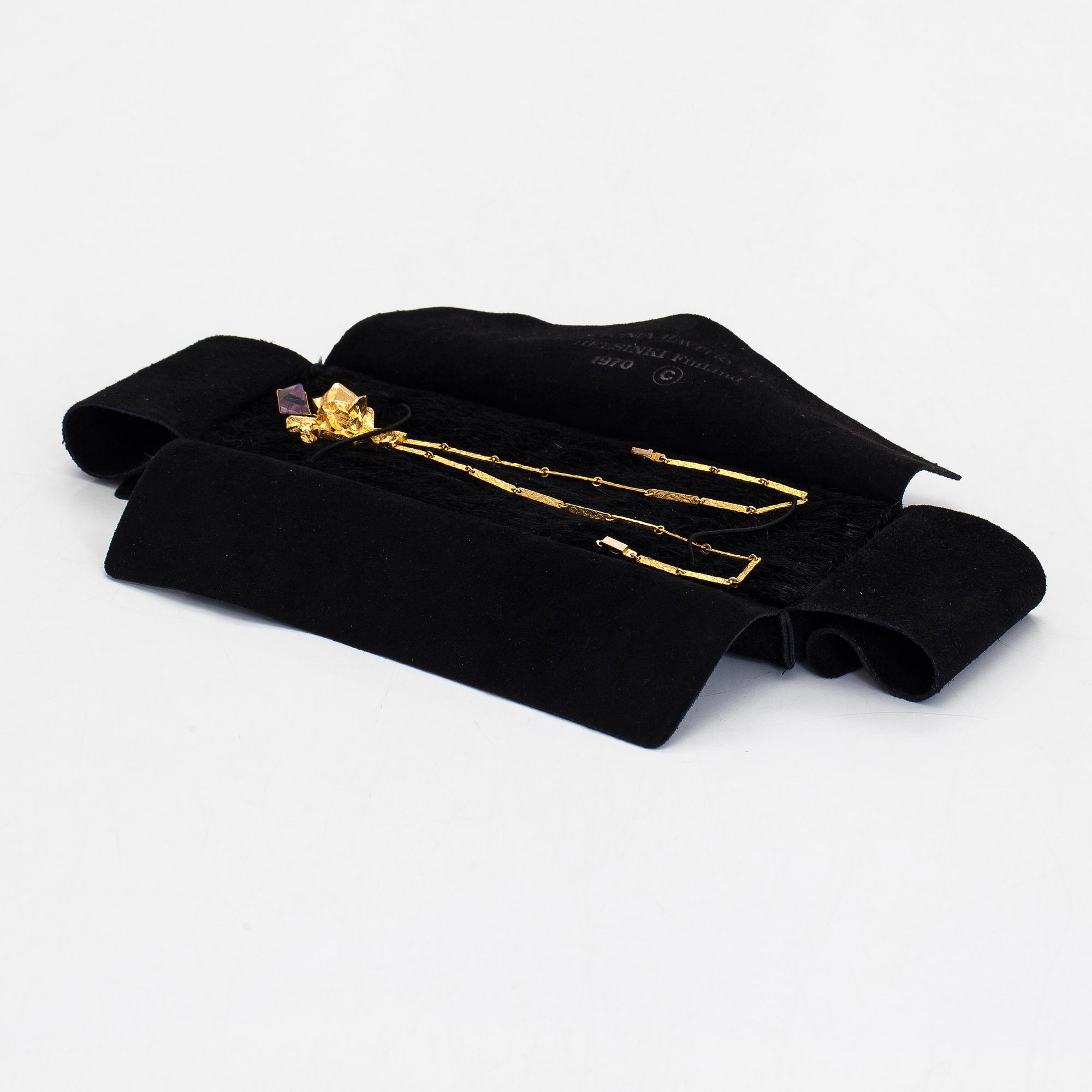 Björn Weckström, halsband "Kaltio", 14K guld och ametist. Lapponia 1972.
