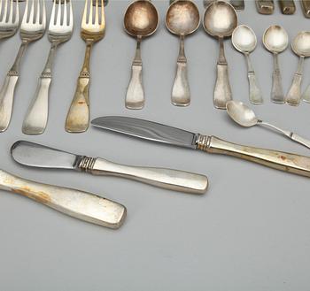 BESTICKSERVISDELAR, 38 st, silver ,"Uppsala" MGAB Linköping, främst 1960-tal. Total vikt ca1200 gram inklusive knivblad.