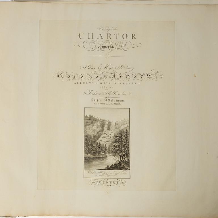 Med 28 graverade kartor över Sverige och Finland.