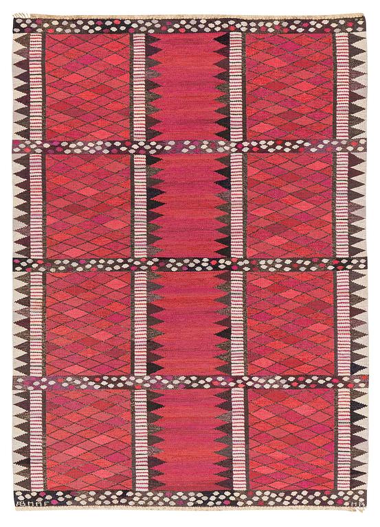 Marianne Richter, matta, "Josefina, röd" gobelängteknik, ca 238 x 172 cm, signerad AB MMF MR.