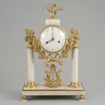 A late Gustavian circa 1800 mantel clock by A Lundstedt, master 1786.