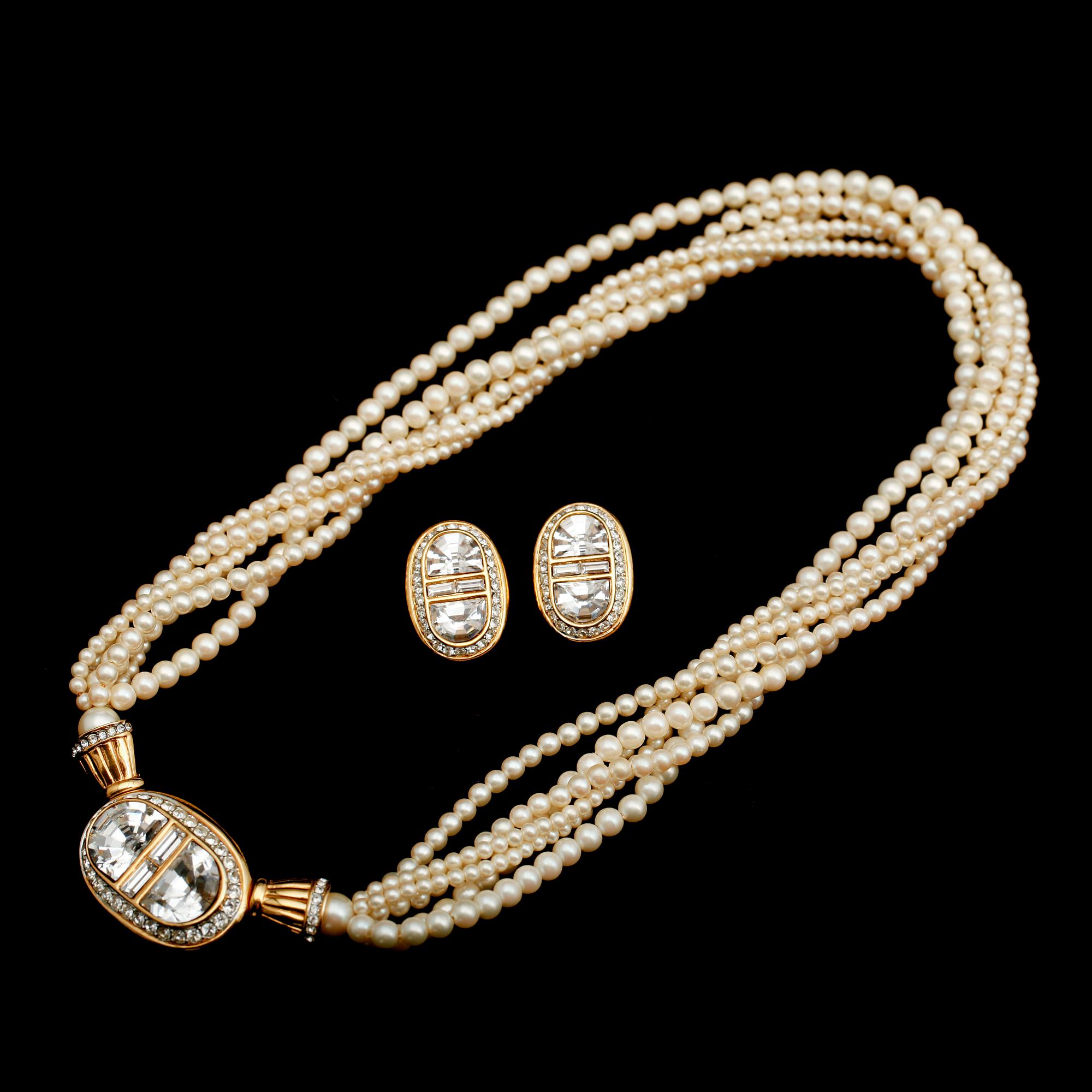 GARNITYR, 2 delar, bijouteri, Oscar de la Renta, 1900-talets andra hälft.