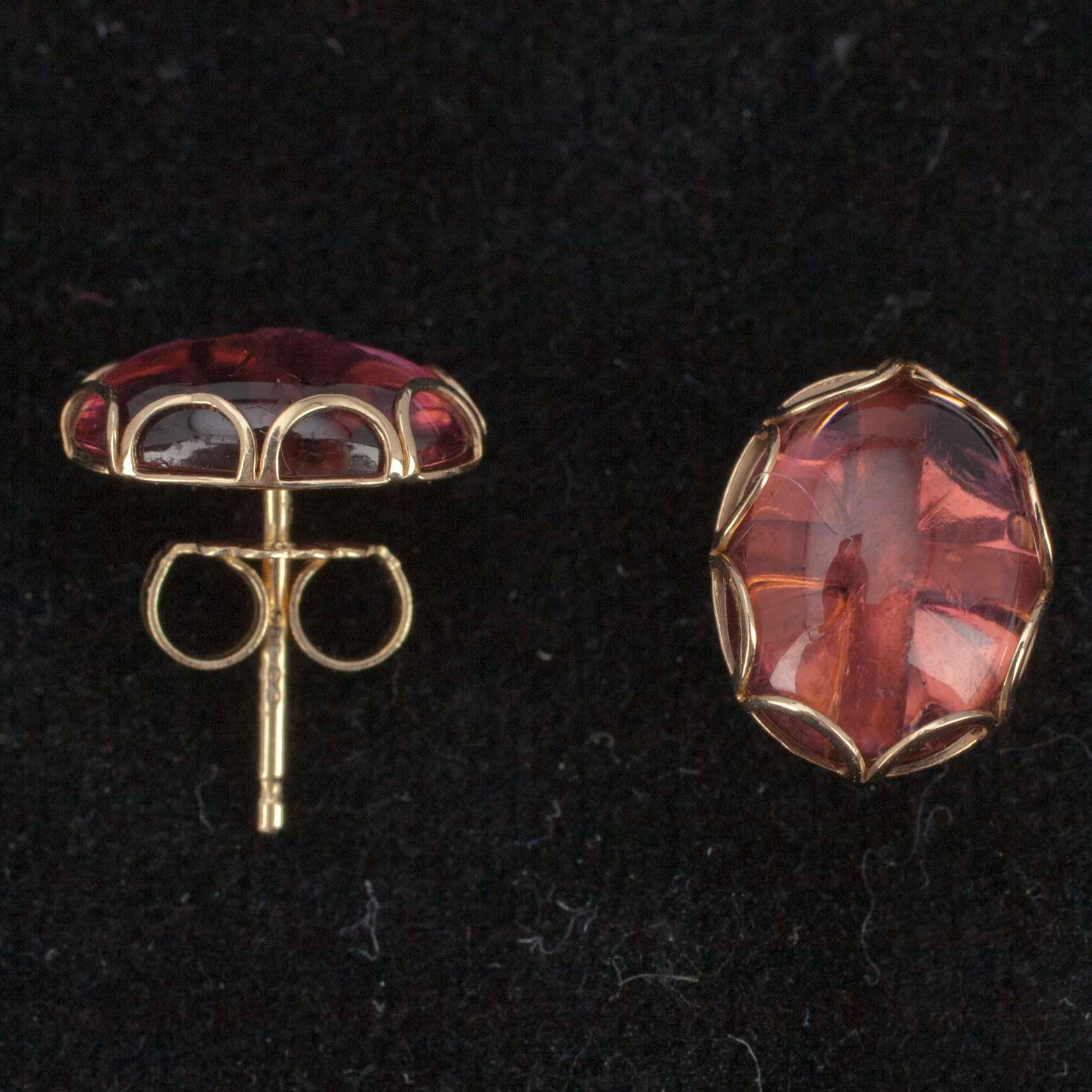 ÖRHÄNGEN, ett par, 14K guld, rosa brasiliansk turmalin, tot ca 4,51 ct.