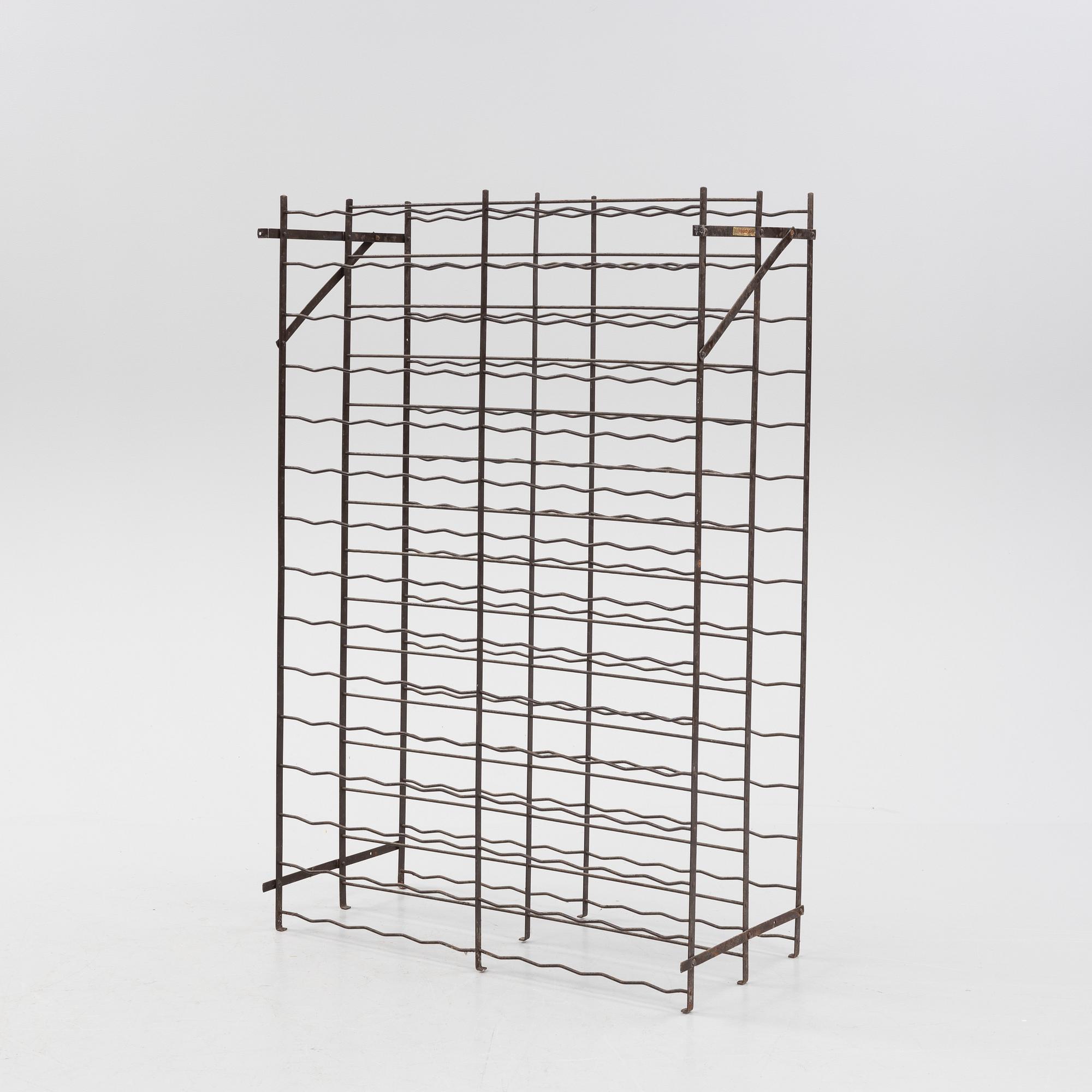 A Rigidex iron wine rack, France.