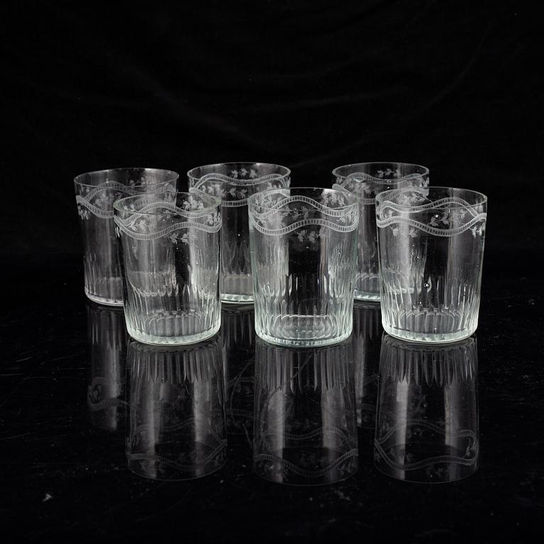 SELTERGLAS, 15 stycken, snarlika. Empire, 1800-tal.