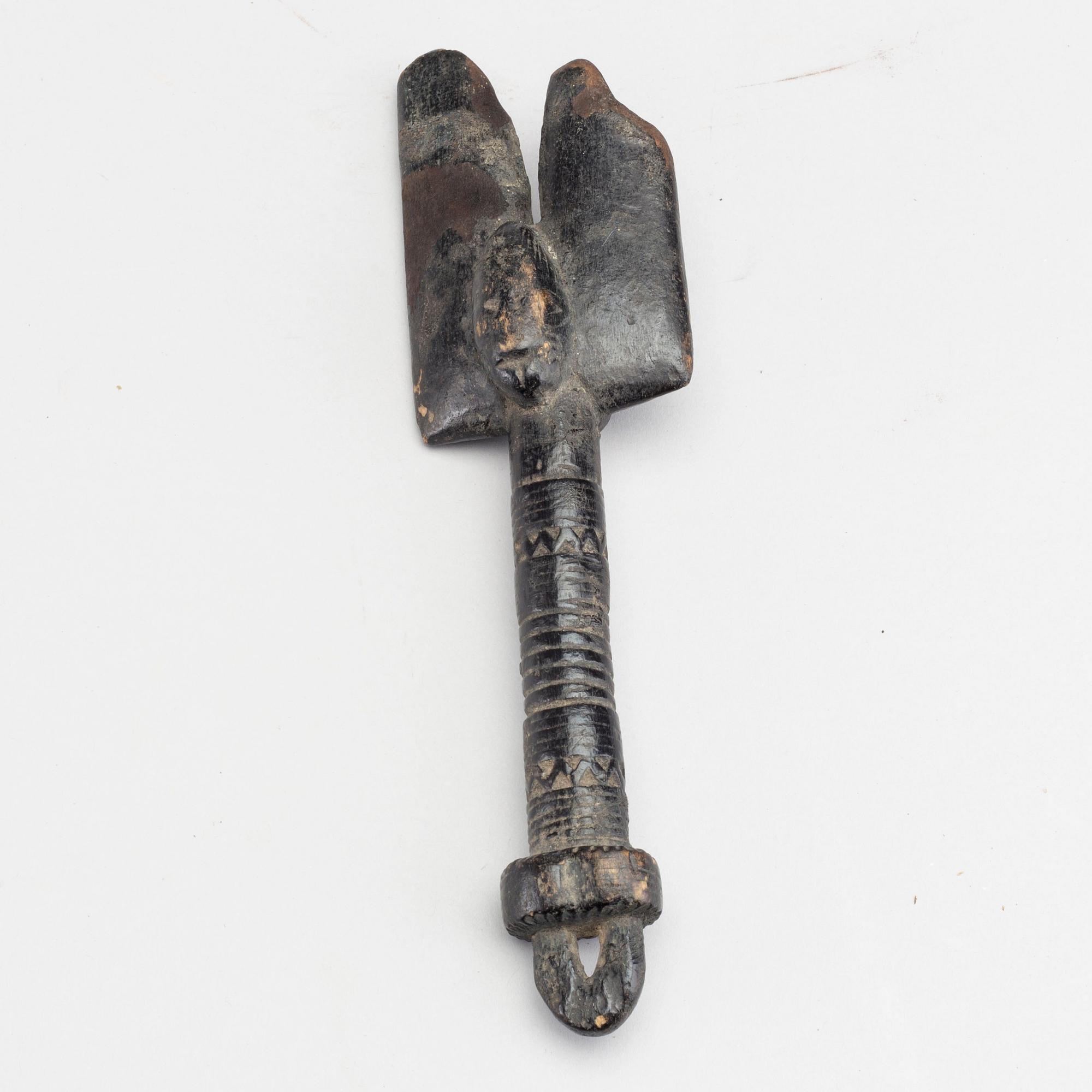 A SHANGO DANCE WAND, YORUBA, NIGERIA.