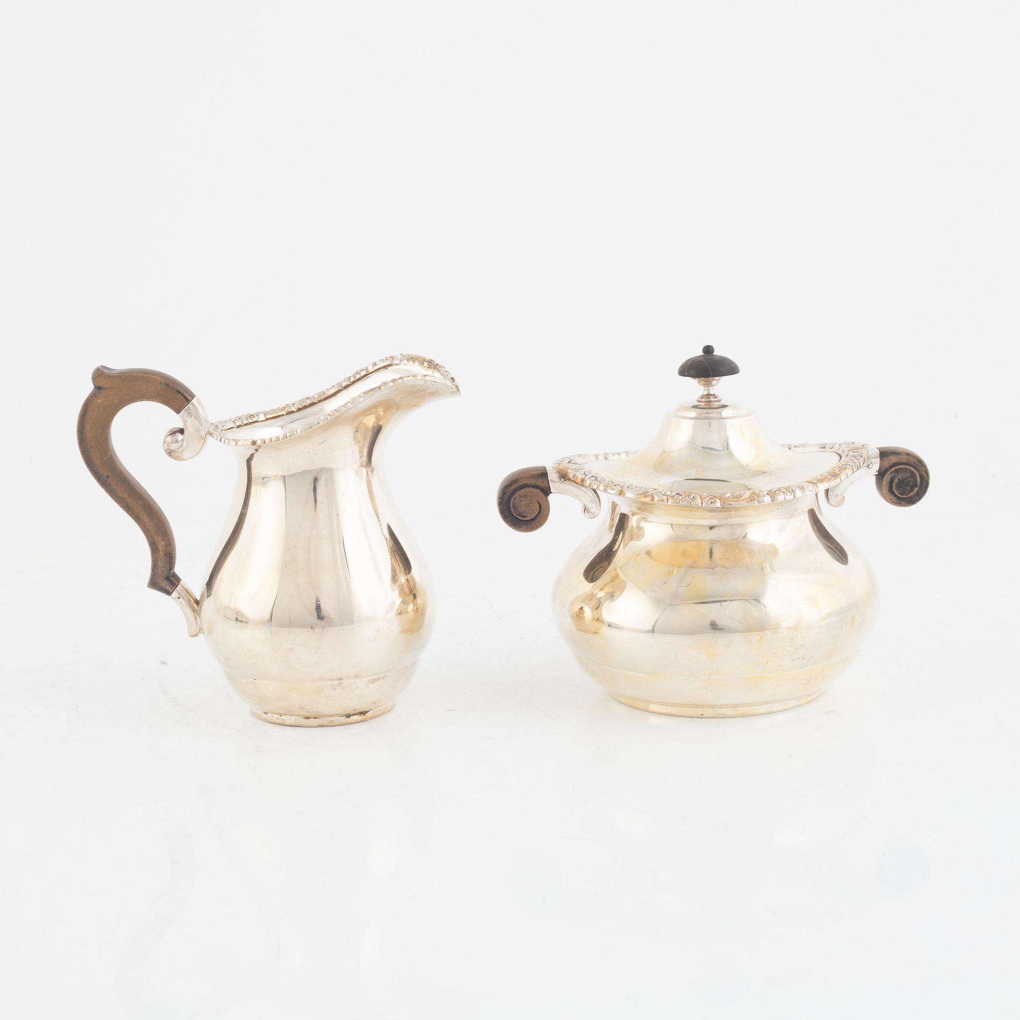 CF Carlman, coffee service, 4 pieces, silver, Stockholm 1919.