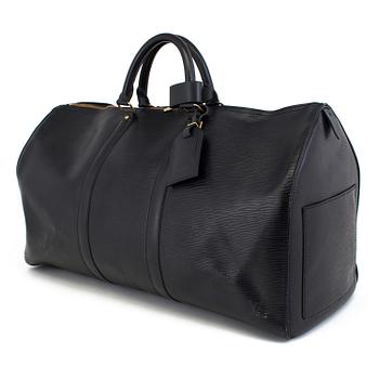 A Louis Vuitton weekend bag  "Keepall 50 Epi Black".