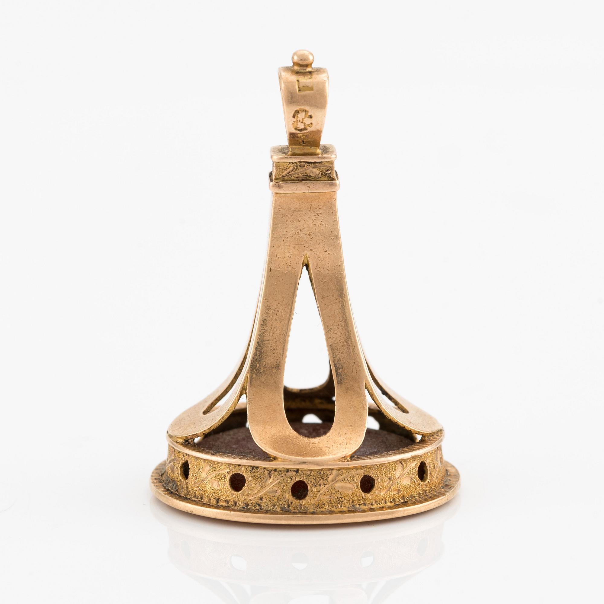 Sigill, för grevliga ätten Löwen, 18k guld och karneol, omkring år 1800.
