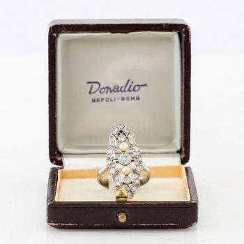 Ring, 18K white gold, with diamonds & pearls, 1968.