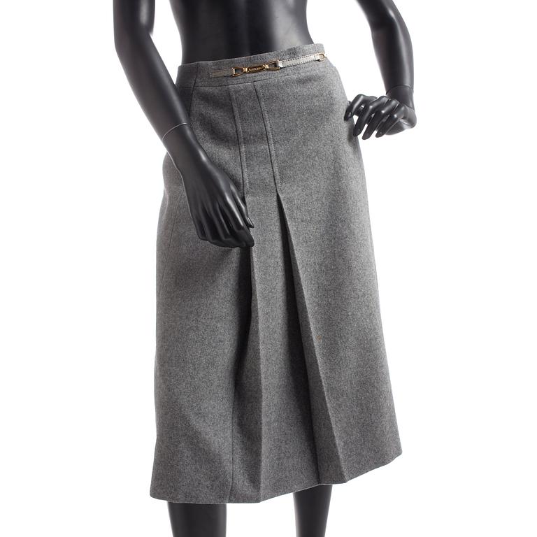 CÉLINE, a grey wool skirt.