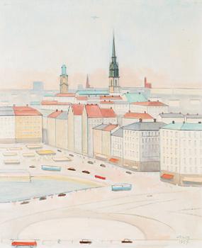 166. Einar Jolin, View over Old Town, Stockholm.