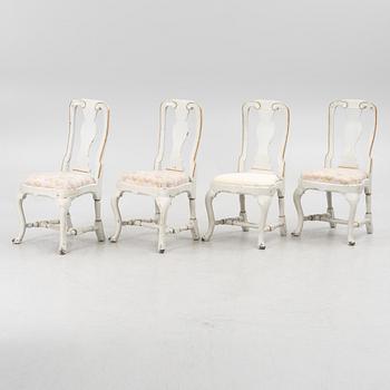 Chairs, 4 pcs, probably Bergslagen, mid-18th century, Late Baroque.
