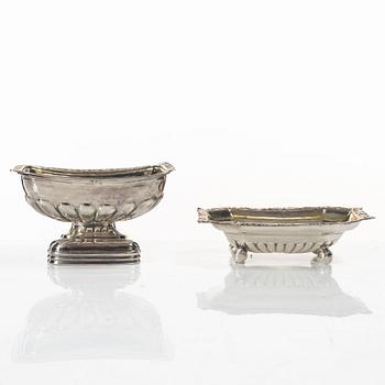 Two Russian silver salt cellars, 19th Century.