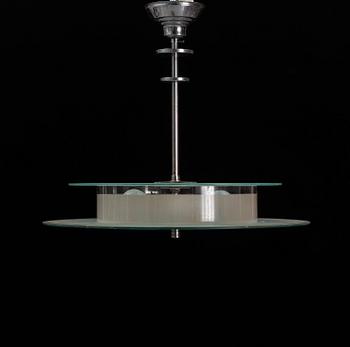 A glass ceiling light, 1930's.