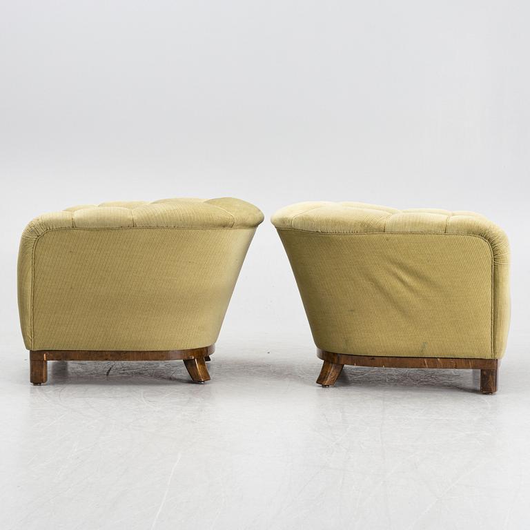 A pair of Swedish Modern armchairs, 1930's.