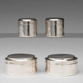 222. Two pair of Swedish 19th century parcel-gilt silver boxes, mark of Pehr Zethelius, Stockholm 1801 and.