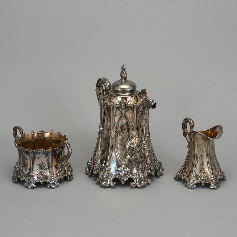 KAFFESERVIS, nysilver, götisk modell, CG Hallberg, 1900-talets början.