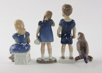 FIGURINER, 4 st, porslin, Bing & Gröndahl, Danmark.