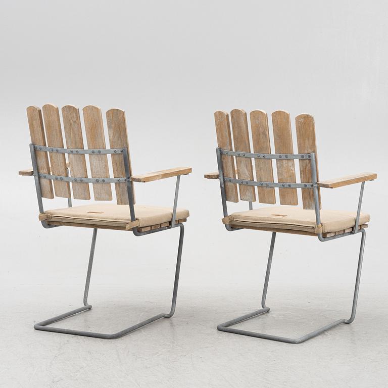 Arthur Lindquist, matbord och karmstolar, 8 st, modell A2, Grythyttans stålmöbler, 2000-tal.