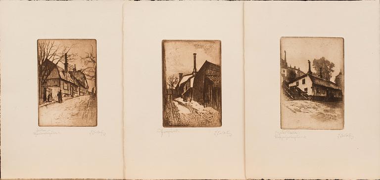 ERIK EKROTH, 10 st, etsningar, signerade.