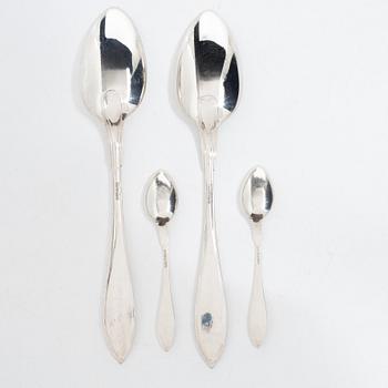 24 pieces of silver spoons, Swedish pointy model, by Otto Larsson, Landskrona, Sweden, 1925.