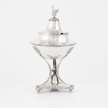 Otto Magnus Krook, sockerskål med lock, silver, empire, Nyköping 1815.