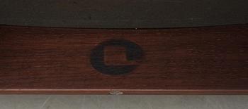 A pair of Ib Kofod Larsen palisander and black leather 'Elisabeth' easy chairs, Christensen & Larsen, Denmark 1950-60's.