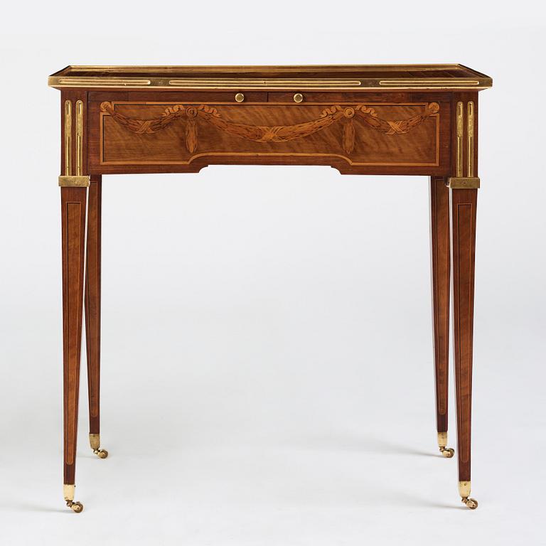 A Gustavian table by G Haupt (master in Stockholm 1770-1784), signed and dated 1781.