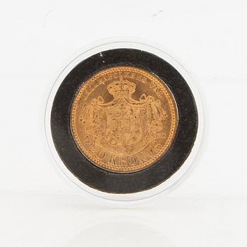 Guldmynt Sverige, Oscar II 20 kr, 1889.