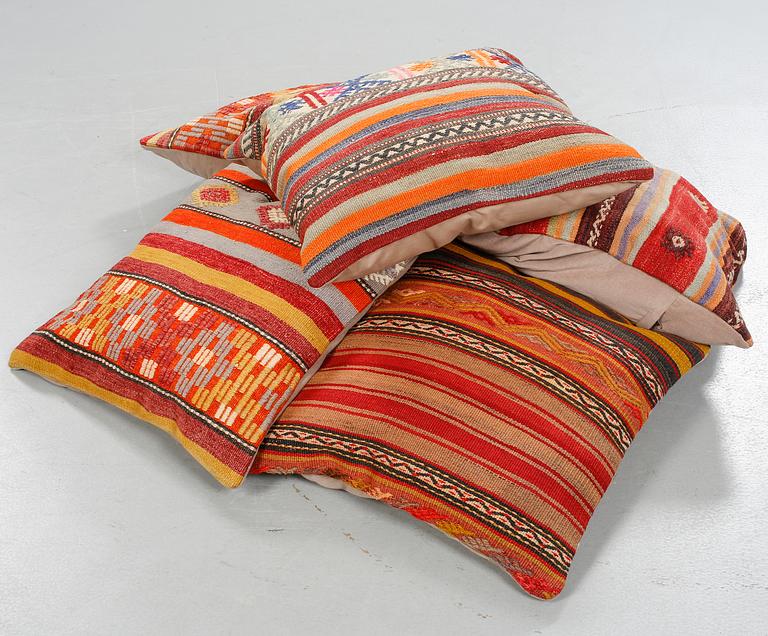 Six kilim cushions, ca 60 x 60 cm.