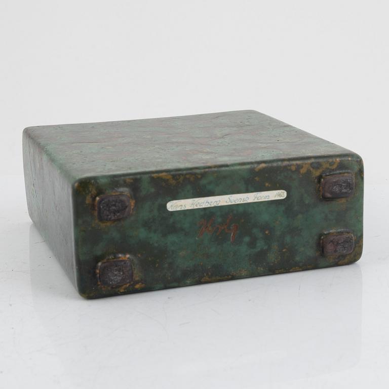 Hans Hedberg, ash container with lid, stoneware faience, Biot, France.