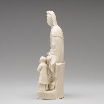 A blanc de chine figure of Guanyin, Qing dynasty, 18th Century.
