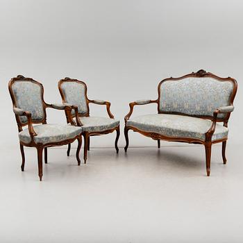 SALONGSGRUPP, 3 delar, rokokostil, 1900-talets första hälft.