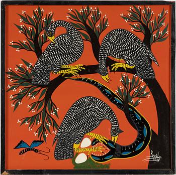 Aly, Tingatinga painting, Exotic Birds.