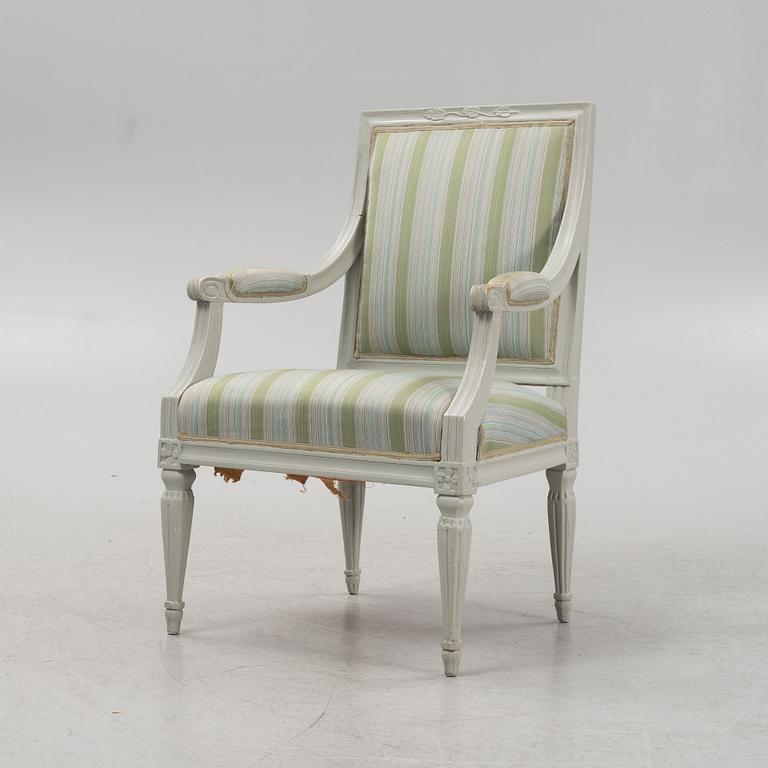 A painted Gustavian armchair, second part of the 18th Century.