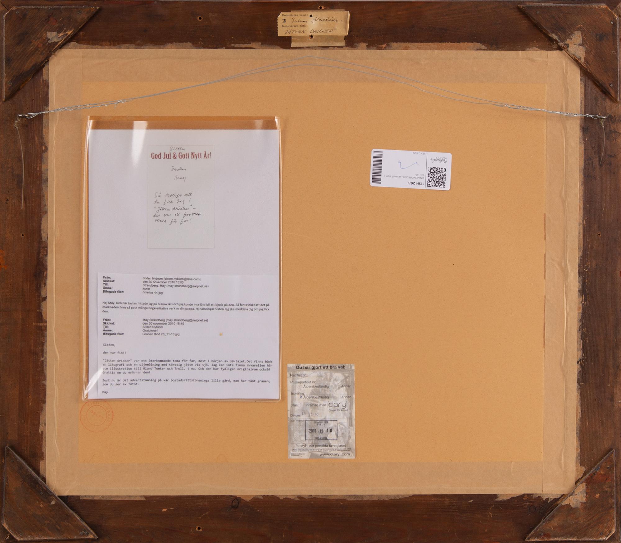 Einar Norelius, watercolour, signed and dated -37.