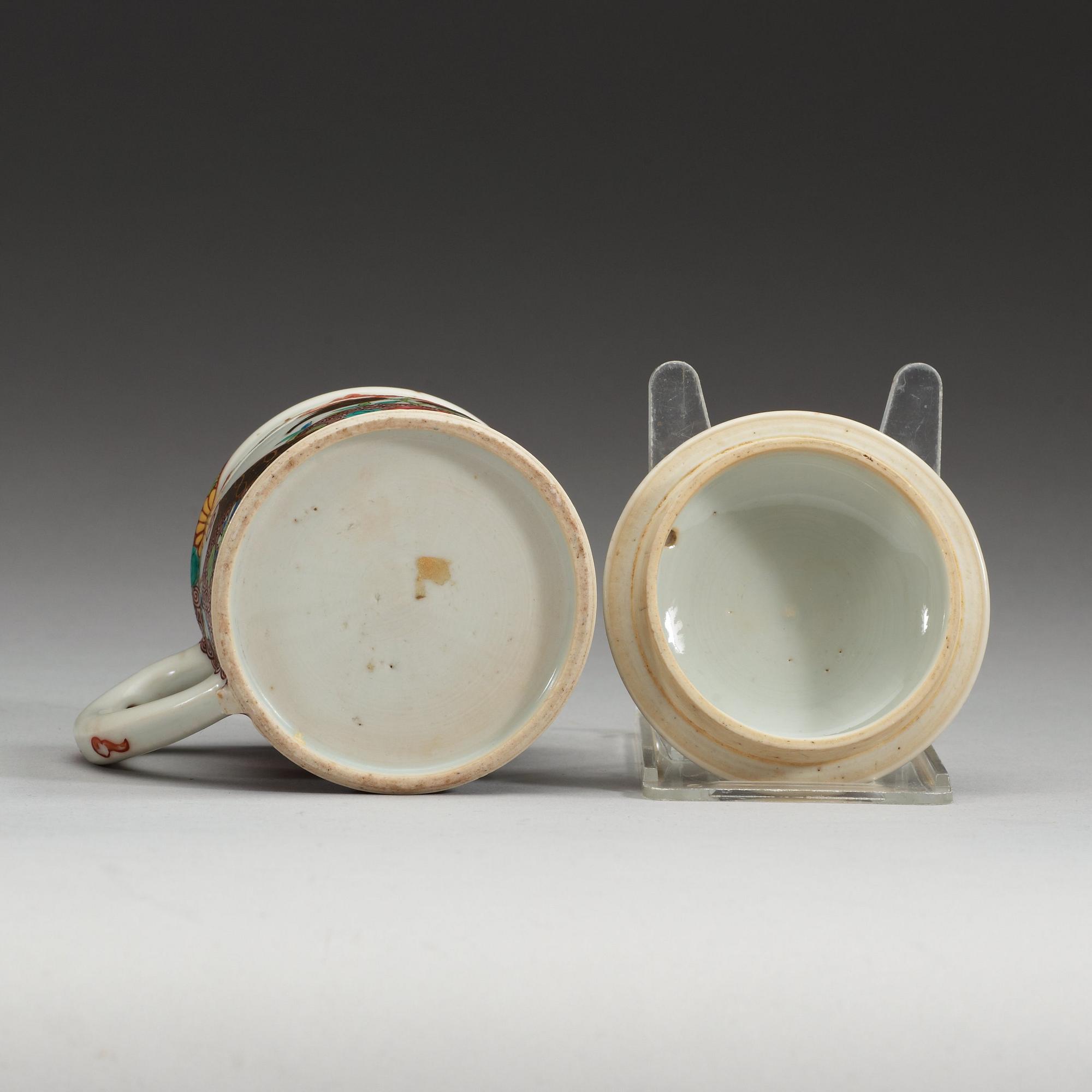 SENAPSBURK med LOCK, kompaniporslin. Qing dynastin, Qianlong (1736-95).