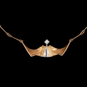 COLLIER, 18k guld med briljantslipad diamant ca0,10ct (enl grav), Lapponia Finland, 1990. Vikt 13,8g.