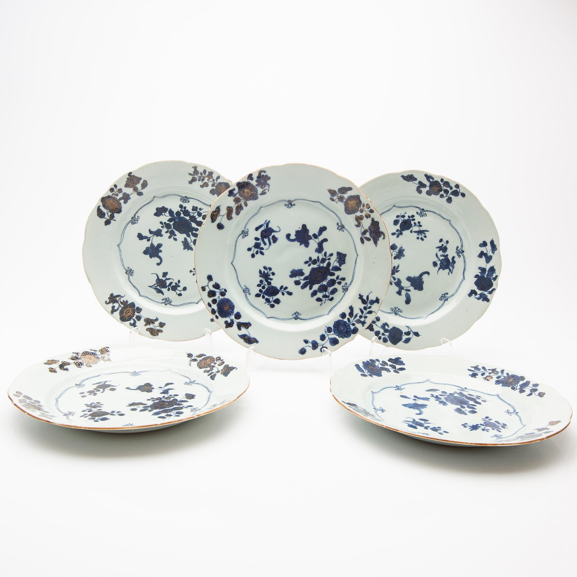 Plates, 4 + 6, China, 17th/18th century.