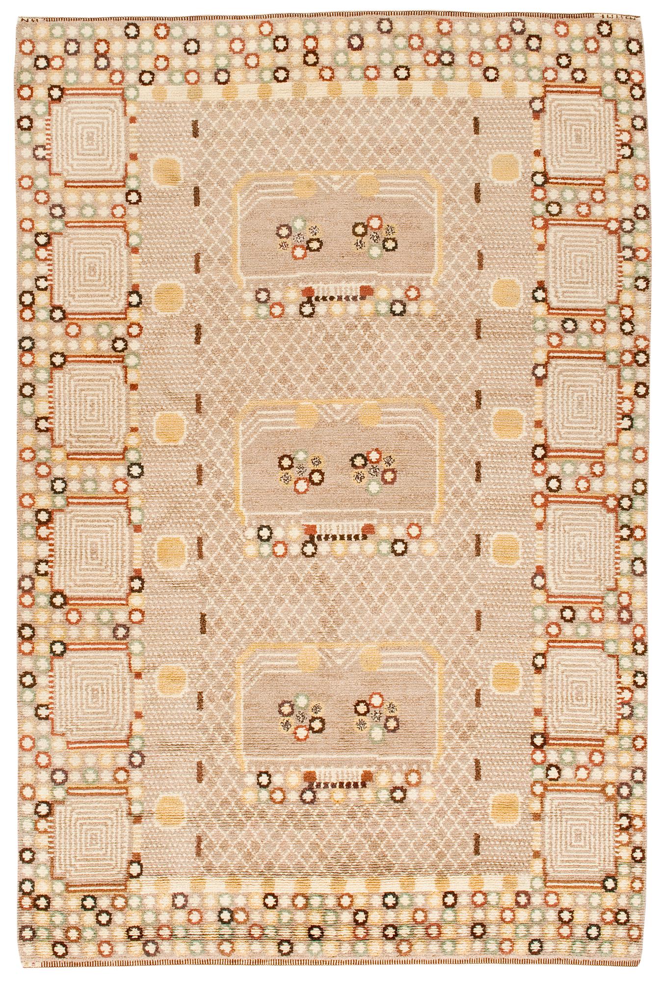 MATTA. "Krabban, grå". Flossa. 276 x 183 cm. Signerad AB MMF BN (AB Märta Måås-Fjetterström, Barbro Nilsson).