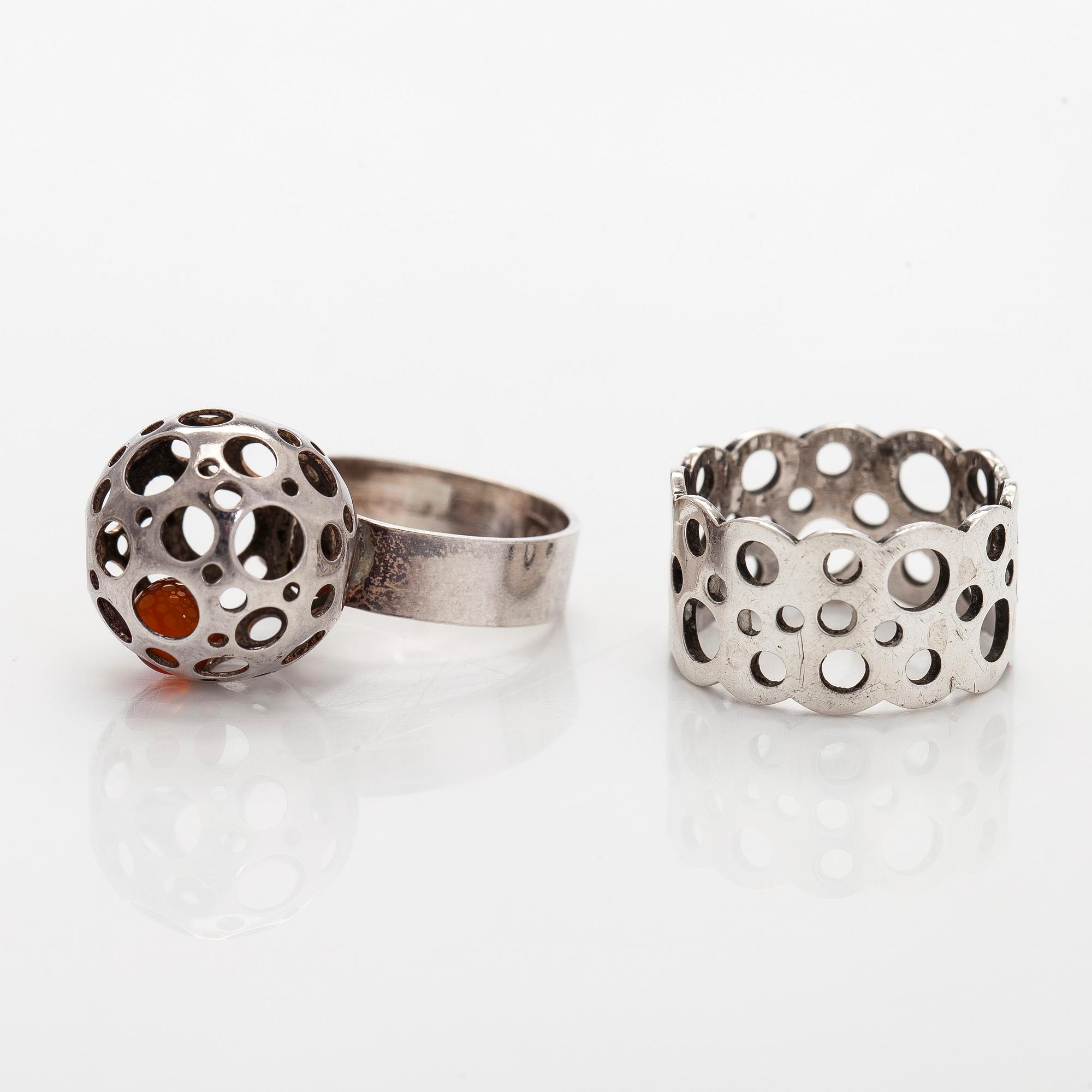 Liisa Vitali, Rings, 2 pcs, silver, Westerback, Helsinki, 1970s.