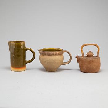 SIGNE PERSSON-MELIN, thre stoneware pitchers/teapot, second half of the 20th century.