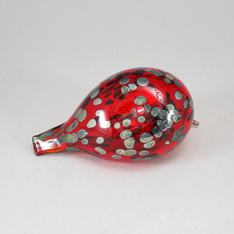 OIVA TOIKKA, lasilintu, Ruby bird (Rubiinilintu), signeerattu O Toikka Nuutajärvi.